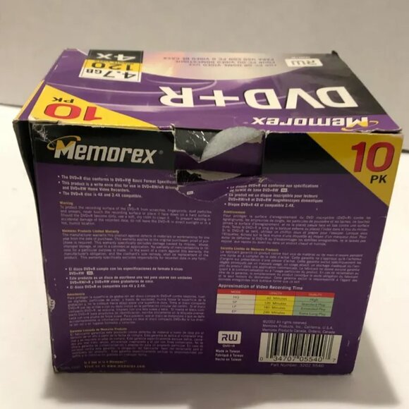 Memorex DVD+R 4.7 GB 120 Minute 4X RW, 6 pc, Sealed Discs + Cases - Picture 5 of 10